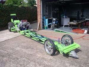 Green Dragster with Black Flames