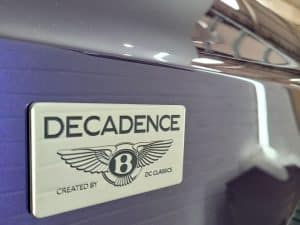 Decadence badge on Bentley Flying Spur