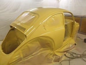 DC Classic yellow paint restoration on classic beetle