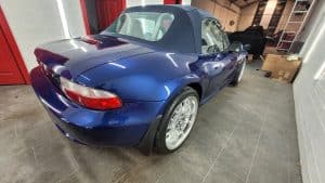 Rear side view of BMW Z3 classic DC Customs