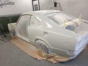 Mazda RX3 repainting process - white