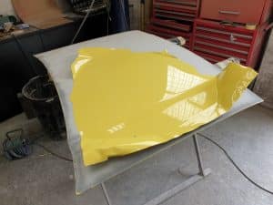 Mazda RX3 repainting process - yellow colour