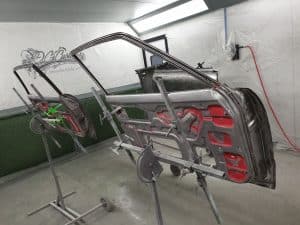 repainting process of Mazda RX3 doors