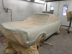 process of Mazda RX3 repainting