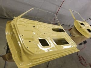 repainting Mazda RX3 in yellow