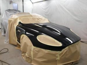 Aston Martin DB9 hood repainting process