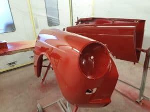 red Volkswagen Notchback customisation process