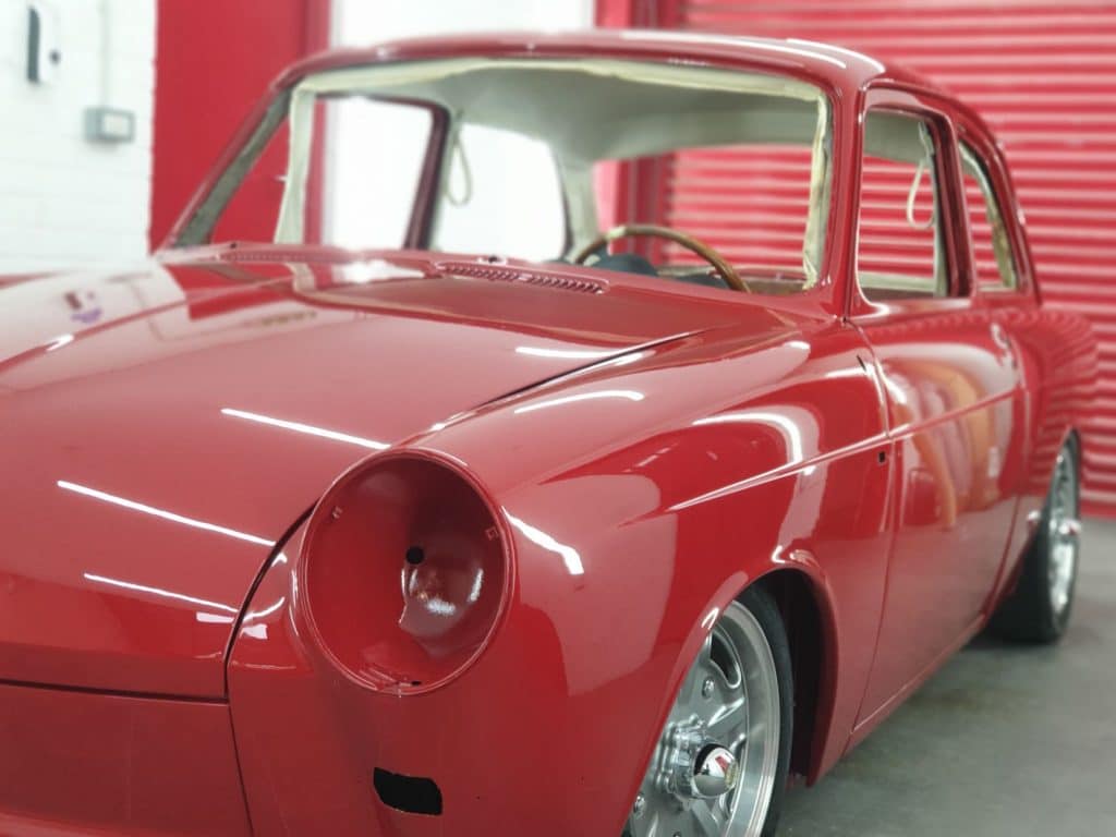 red Volkswagen Notchback repainting