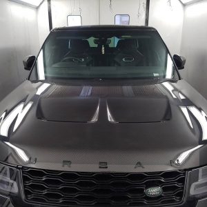 Customised black SVR Range Rover Bonnet