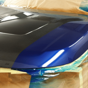 black and blue SVR Range Rover Bonnet repaint